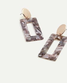 Square Drop Earrings with Resin