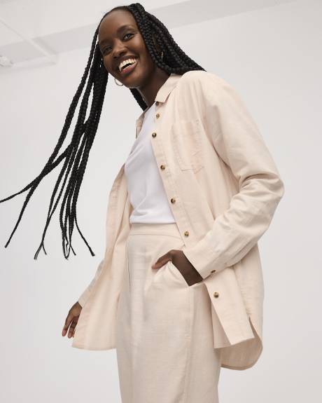 Chemise en m&eacute;lange de lin &agrave; manches longues