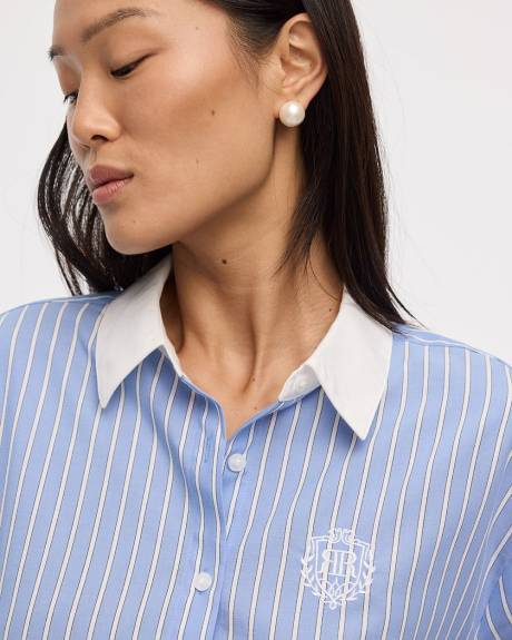 Striped Long-Sleeve Shirt with Crest