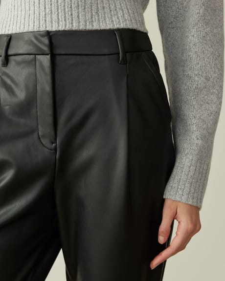 Tapered-Leg Faux Leather Pants