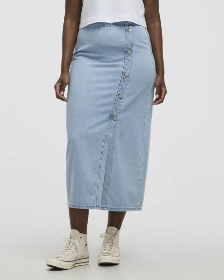 Pull-On Maxi Skirt with Wrap Front