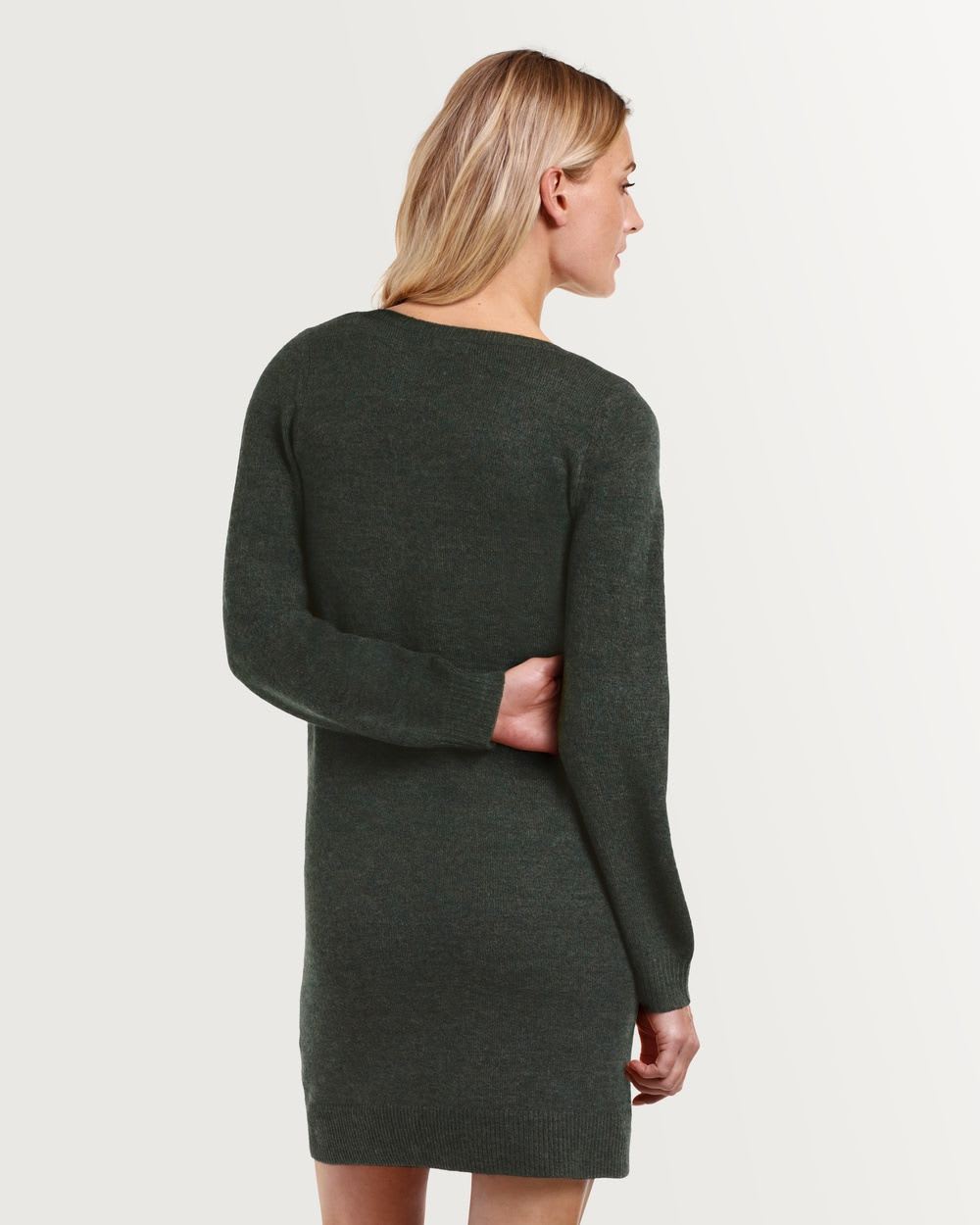 Ribbed V Neck Sweater Dress