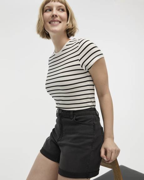 Mid-Rise Denim Shorts with Rolled Hem