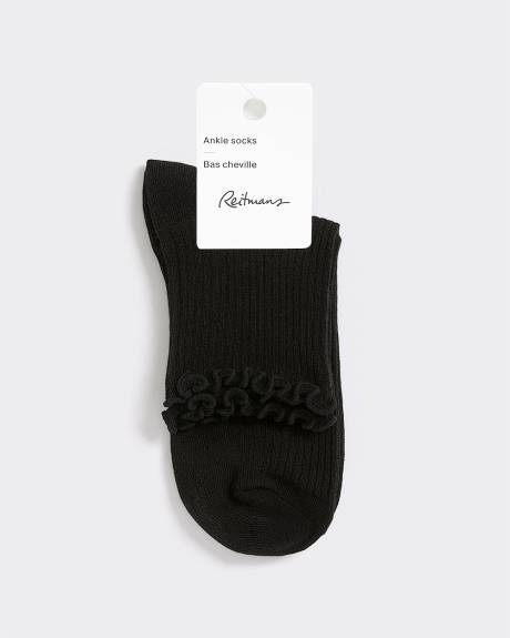Cotton Anklet Socks with Ruffled Hems