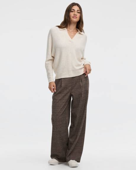 Wide-Leg High-Rise Plaid Pants
