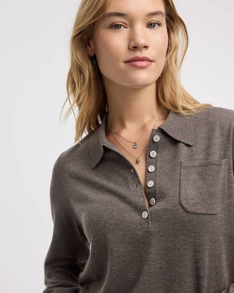 Long-Sleeve Wool-Blend Polo
