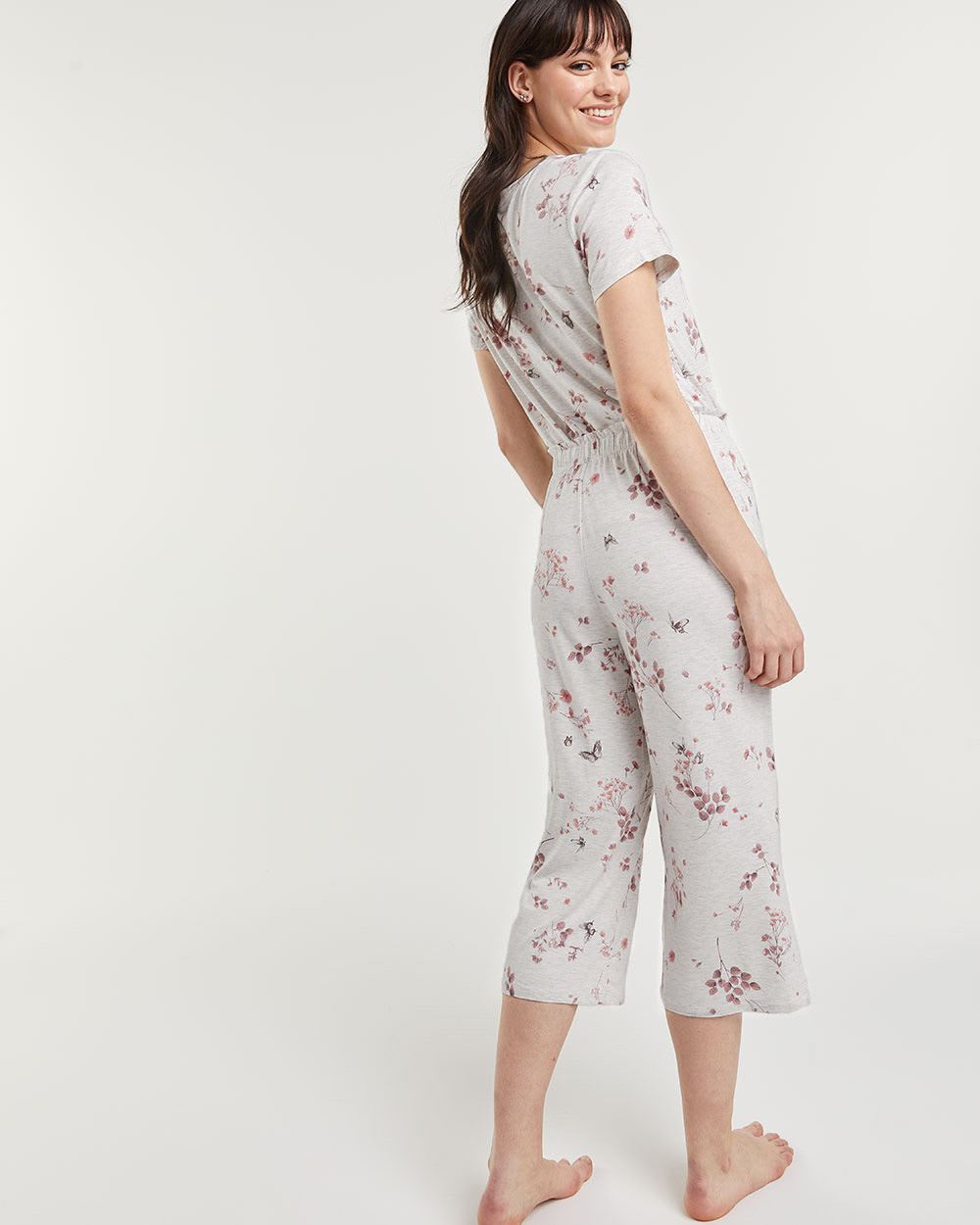 Pantacourt de pyjama imprimé à taille plissée