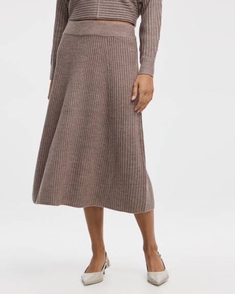 Ribbed A-Line Midi Sweater Skirt