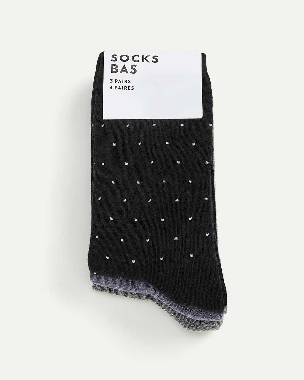 Dotted Cotton Blend Socks Trio