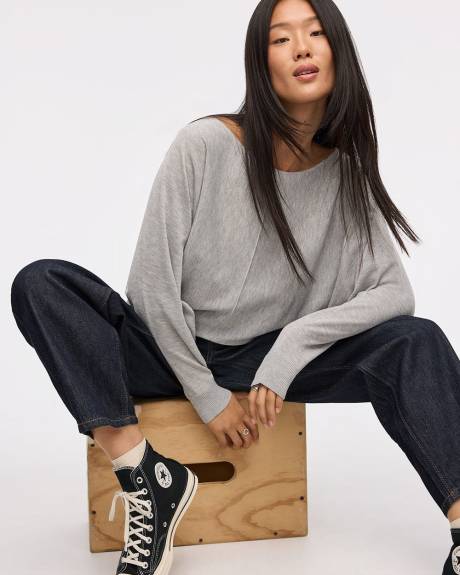 Merino-Blend Long-Sleeve Boat-Neck Sweater