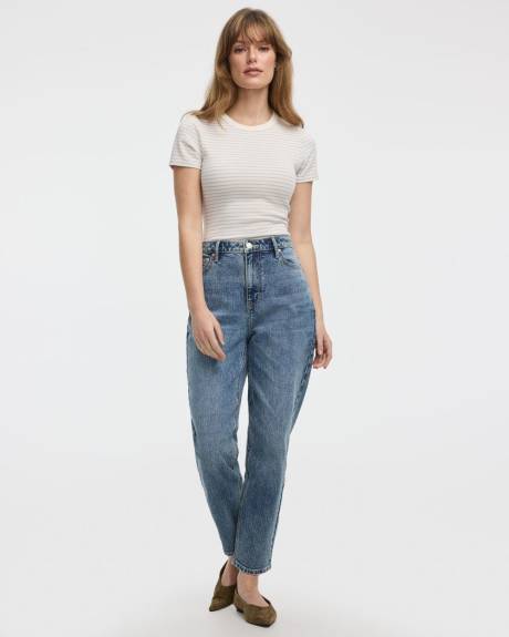 Jean &agrave; jambe fusel&eacute;e et taille haute - Le Mom Jeans - Long
