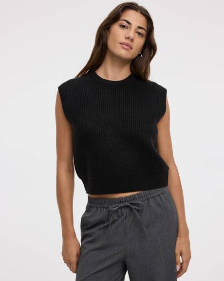 Veste en tricot sans manches à col rond