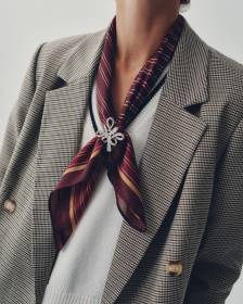 Abstract-Shaped Brooch with Rhinestones