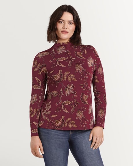 Printed Funnel Neck Pullover - Petite