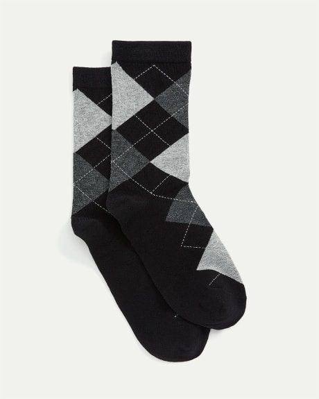 Cotton Socks with Argyle Pattern