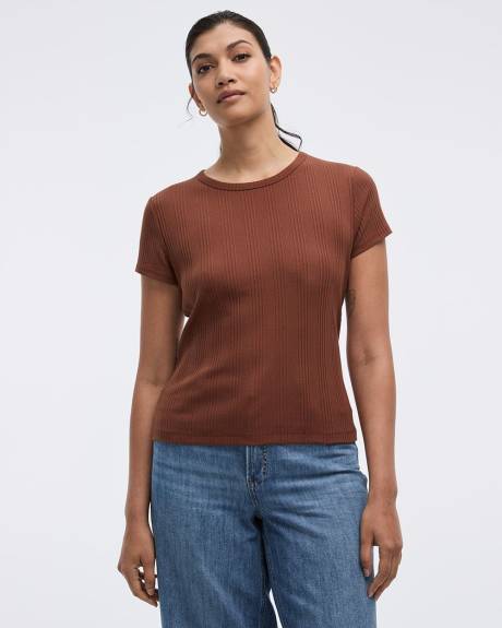 Fitted Crew-Neck Ribbed T-Shirt