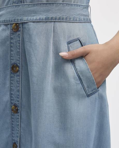 Cap-Sleeve Fit-and-Flare Tencel Midi Dress