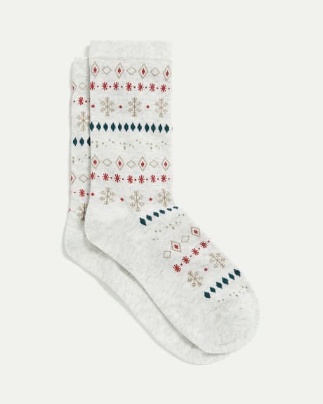 Cotton Socks with a Fair Isle Pattern