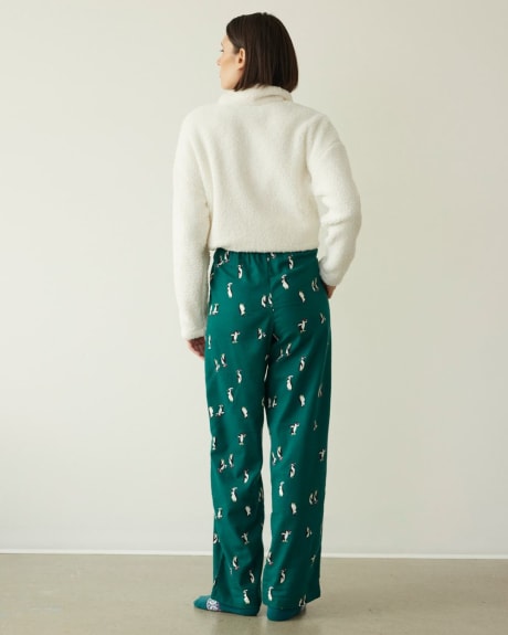 Pantalon pyjama à jambe droite en flanelle
