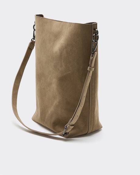 Faux Suede Bucket Bag