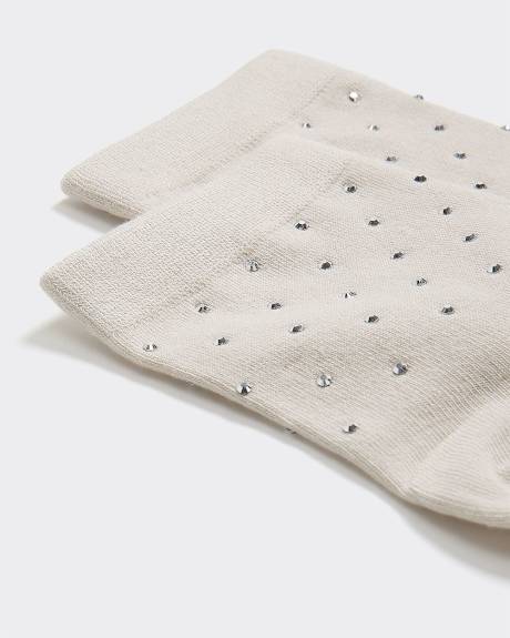 Bas chevilles avec strass à l'ourlet