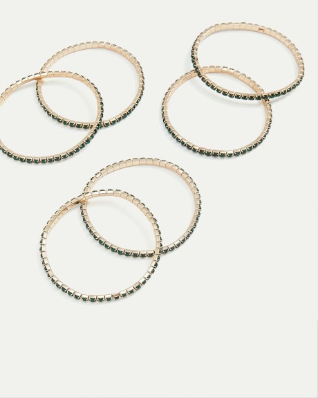 Bracelets élastiques en strass scintillants - Ens. de 6