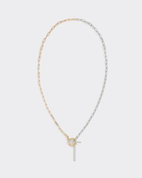 Collier court à maillons à deux tons