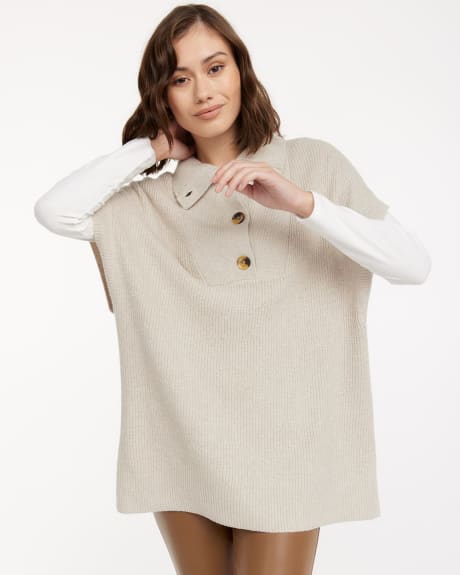 Knitted Poncho with Buttons