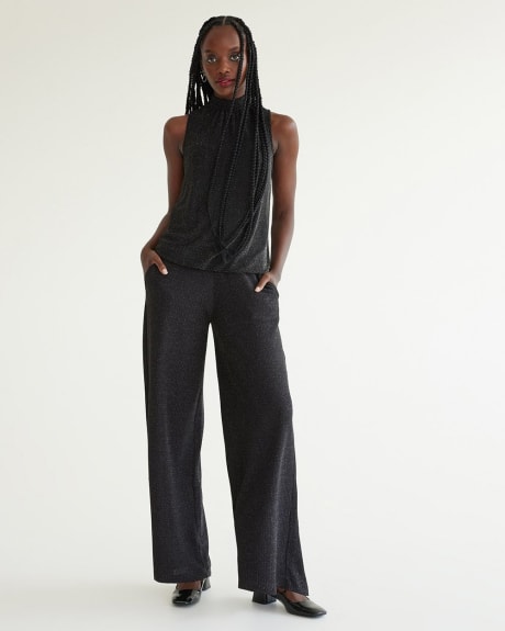 Shimmery Wide-Leg High-Rise Pant - Petite