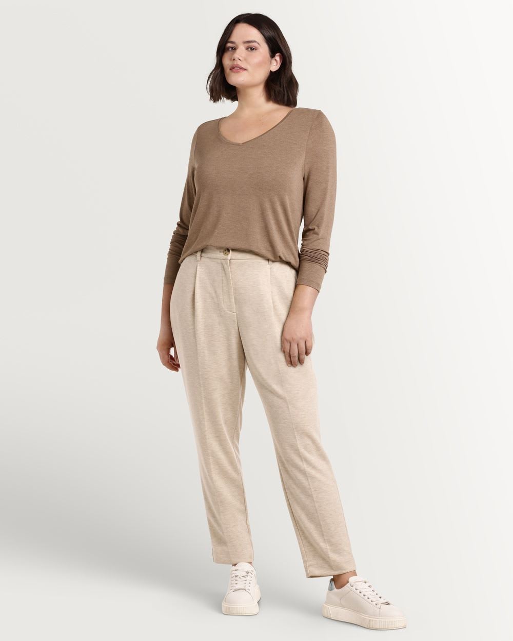 Textured Tapered Leg Modern Stretch Trousers