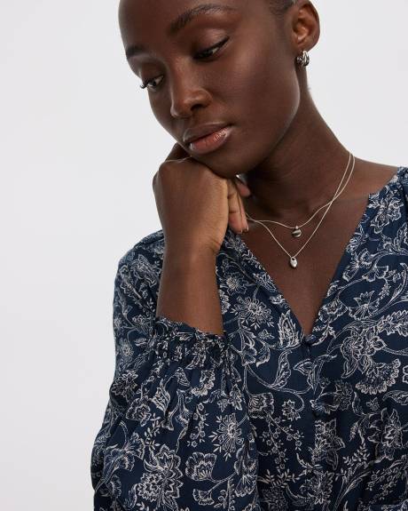 Blouse à manches 3/4 et col fendu