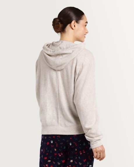 French Terry Drawstring Hoodie with Dolman Sleeves