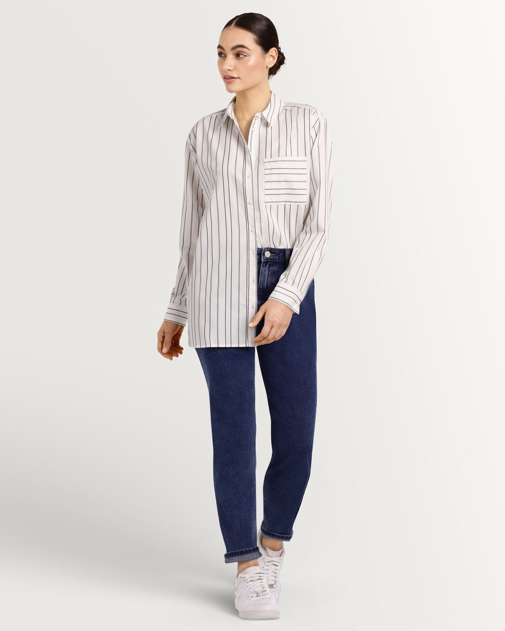 Striped Tunic-Length Blouse