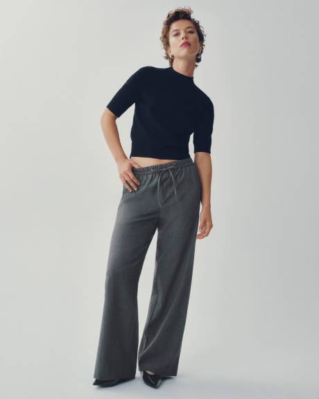 Pantalon à jambe large et taille haute élastique - L'Intemporelle
