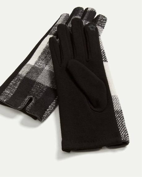 Knit Plaid Tech Gloves