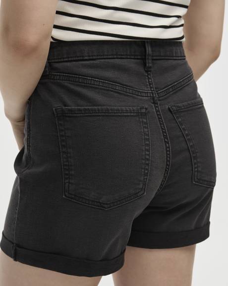 Mid-Rise Denim Shorts with Rolled Hem