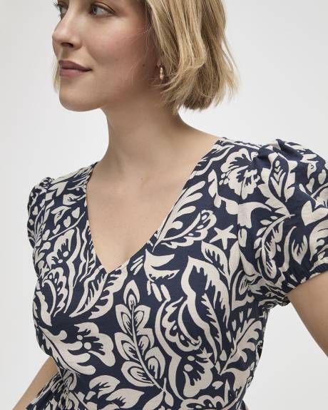 Short-Sleeve V-Neck Dress