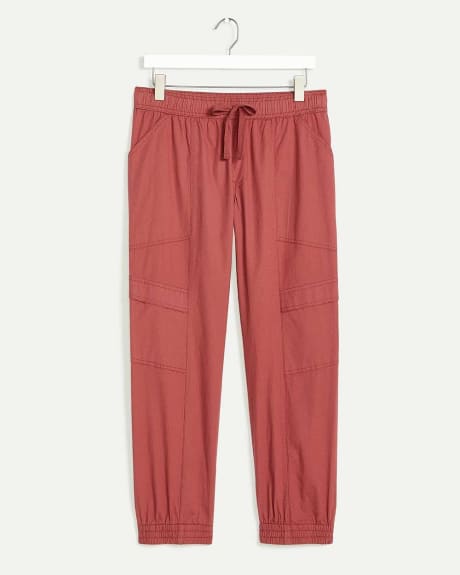 Poplin Cargo Pants with Drawstring - Petite