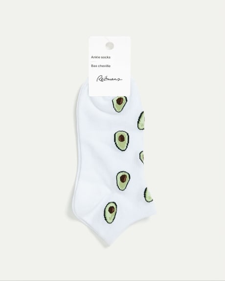Cotton Anklet Socks with Avocados