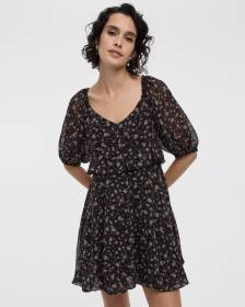 Long-Sleeve Empire Dress with Sweetheart Neckline