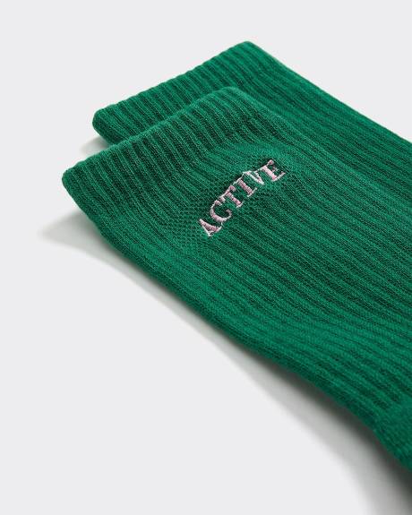 Ribbed Socks with Word at Hem