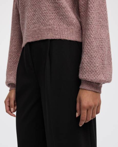 Pull en mailles de fantaisie à manches longues et col montant