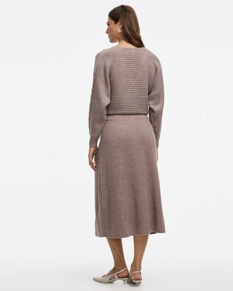 Ribbed A-Line Midi Sweater Skirt