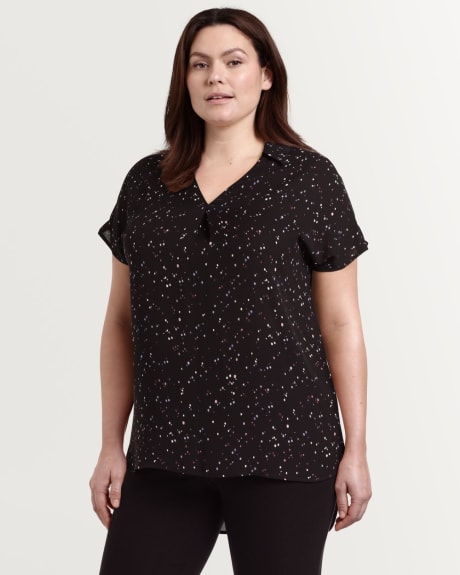 Short Sleeve Printed Tunic with Johnny Collar