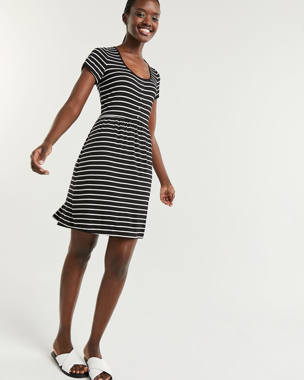 Short Sleeve Swing Striped Dress | Regular | Reitmans