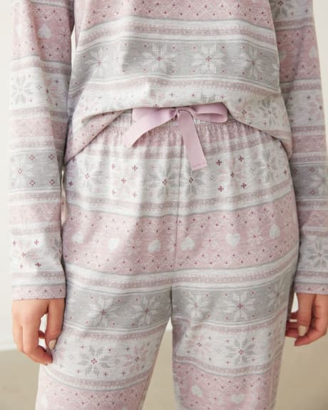 Long-Sleeve Top and Jogger Knit Pyjama Set
