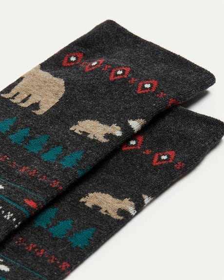 Cotton Socks with Festive Bears