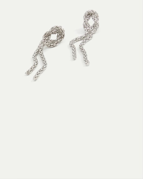 Stud Earrings with Knotted Chains