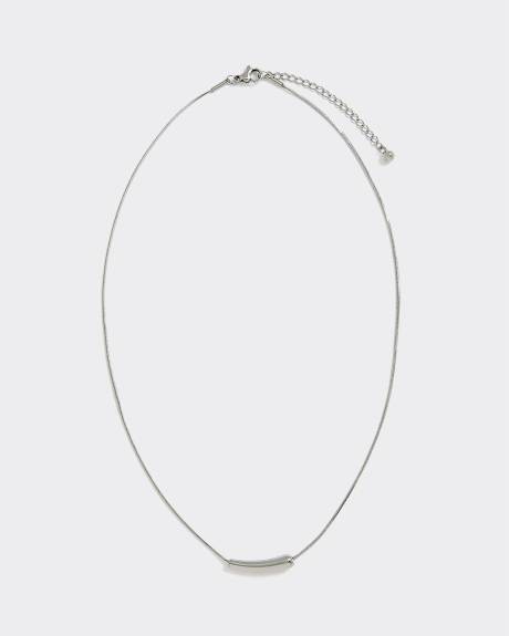Stainless Steel Short Necklace with Tube Pendant