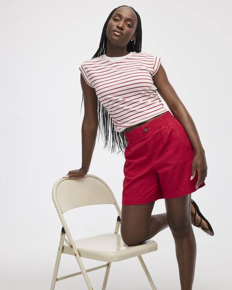 Linen-Blend Shorts with Elastic Waistband